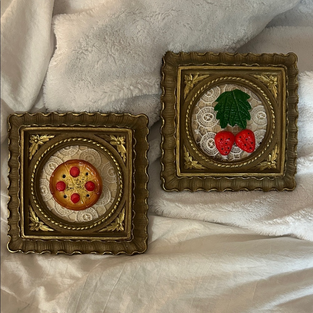 Vintage Upcycled Syroco Wood Gold and Brown Framed Wall Accents